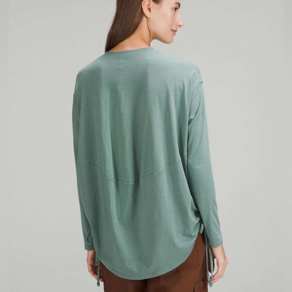 Lululemon Pima Cotton Side-Cinch Long Sleeve Tidewater Teal 10 NWT - Picture 3 of 9